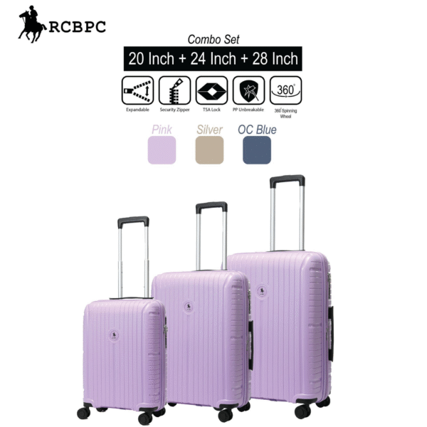 RCBPC LITE 20/24/28 Combo 3 IN 1 Polypropylene [PP] Hard Case Luggage